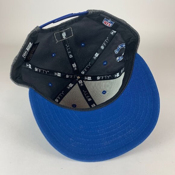Indianapolis Colts NFL Gray Blue New Era 9Fifty Wool Blend Snapback Hat - Picture 5 of 7